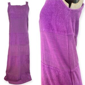 VTG Gertrude Davenport Terry Cloth Mesh Panel Dress Cover Up